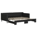 vidaXL Pat de zi cu extensie, negru, 90x190 cm, textil vidaXL Pat de zi cu extensie, negru, 90x190 cm, textil