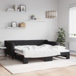 vidaXL Pat de zi cu extensie, negru, 90x190 cm, textil vidaXL Pat de zi cu extensie, negru, 90x190 cm, textil
