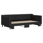 vidaXL Pat de zi cu extensie, negru, 90x190 cm, textil vidaXL Pat de zi cu extensie, negru, 90x190 cm, textil