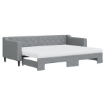 vidaXL Pat de zi cu extensie și saltele, gri deschis, 80x200 cm textil