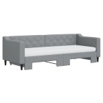 vidaXL Pat de zi cu extensie și saltele, gri deschis, 80x200 cm textil