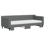 vidaXL Pat de zi cu extensie și saltele, gri închis, 80x200 cm, textil