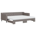 vidaXL Pat de zi cu extensie și saltele, gri taupe, 80x200 cm, textil