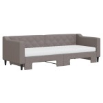 vidaXL Pat de zi cu extensie și saltele, gri taupe, 80x200 cm, textil