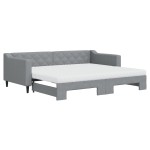 vidaXL Pat de zi cu extensie și saltele, gri deschis 90x200 cm textil vidaXL Pat de zi cu extensie și saltele, gri deschis 90x200 cm textil