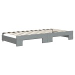 vidaXL Pat de zi cu extensie și saltele, gri deschis 90x200 cm textil vidaXL Pat de zi cu extensie și saltele, gri deschis 90x200 cm textil