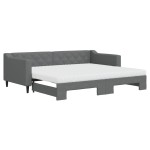 vidaXL Pat de zi cu extensie și saltele, gri închis, 90x200 cm, textil