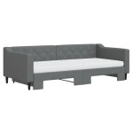 vidaXL Pat de zi cu extensie și saltele, gri închis, 90x200 cm, textil