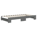 vidaXL Pat de zi cu extensie și saltele, gri închis, 90x200 cm, textil