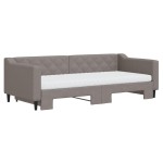 vidaXL Pat de zi cu extensie și saltele, gri taupe, 90x200 cm, textil