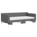 vidaXL Pat de zi cu extensie și saltele, gri închis, 100x200 cm textil vidaXL Pat de zi cu extensie și saltele, gri închis, 100x200 cm textil