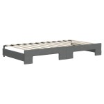vidaXL Pat de zi cu extensie și saltele, gri închis, 100x200 cm textil vidaXL Pat de zi cu extensie și saltele, gri închis, 100x200 cm textil
