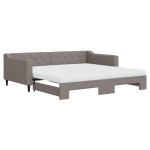 vidaXL Pat de zi cu extensie și saltele, gri taupe, 100x200 cm, textil