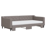 vidaXL Pat de zi cu extensie și saltele, gri taupe, 100x200 cm, textil