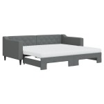 vidaXL Pat de zi cu extensie și saltele, gri închis, 90x190 cm, textil vidaXL Pat de zi cu extensie și saltele, gri închis, 90x190 cm, textil