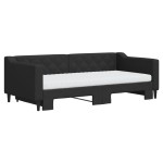 vidaXL Pat de zi cu extensie și saltele, negru, 90x190 cm, textil