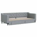 vidaXL Pat de zi cu extensie și sertare, gri deschis, 80x200 cm textil