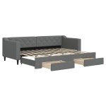 vidaXL Pat de zi cu extensie și sertare, gri închis, 80x200 cm textil