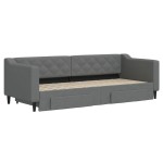 vidaXL Pat de zi cu extensie și sertare, gri închis, 80x200 cm textil