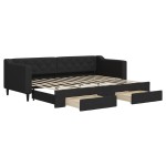 vidaXL Pat de zi cu extensie și sertare, negru, 80x200 cm, textil vidaXL Pat de zi cu extensie și sertare, negru, 80x200 cm, textil