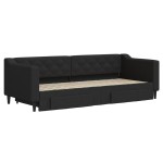 vidaXL Pat de zi cu extensie și sertare, negru, 80x200 cm, textil vidaXL Pat de zi cu extensie și sertare, negru, 80x200 cm, textil
