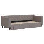 vidaXL Pat de zi cu extensie și sertare, gri taupe, 80x200 cm, textil