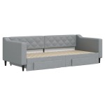 vidaXL Pat de zi cu extensie și sertare, gri deschis, 90x200 cm textil