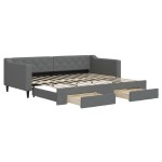vidaXL Pat de zi cu extensie și sertare, gri închis, 90x200 cm textil
