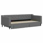 vidaXL Pat de zi cu extensie și sertare, gri închis, 90x200 cm textil
