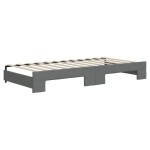 vidaXL Pat de zi cu extensie și sertare, gri închis, 90x200 cm textil