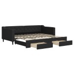 vidaXL Pat de zi cu extensie și sertare, negru, 90x200 cm, textil vidaXL Pat de zi cu extensie și sertare, negru, 90x200 cm, textil