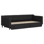 vidaXL Pat de zi cu extensie și sertare, negru, 90x200 cm, textil vidaXL Pat de zi cu extensie și sertare, negru, 90x200 cm, textil
