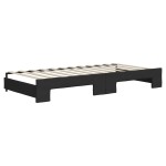 vidaXL Pat de zi cu extensie și sertare, negru, 90x200 cm, textil vidaXL Pat de zi cu extensie și sertare, negru, 90x200 cm, textil