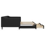 vidaXL Pat de zi cu extensie și sertare, negru, 90x200 cm, textil vidaXL Pat de zi cu extensie și sertare, negru, 90x200 cm, textil