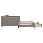 vidaXL Pat de zi cu extensie și sertare, gri taupe, 90x200 cm, textil
