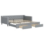 vidaXL Pat de zi cu extensie și sertare, gri deschis 100x200 cm textil