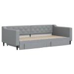 vidaXL Pat de zi cu extensie și sertare, gri deschis 100x200 cm textil