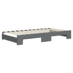vidaXL Pat de zi cu extensie și sertare, gri închis, 100x200 cm textil