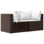 vidaXL Set mobilier de grădină cu perne, 3 piese, maro, poliratan vidaXL Set mobilier de grădină cu perne, 3 piese, maro, poliratan