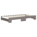 vidaXL Pat de zi cu extensie și sertare, gri taupe, 100x200 cm, textil