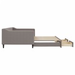 vidaXL Pat de zi cu extensie și sertare, gri taupe, 100x200 cm, textil