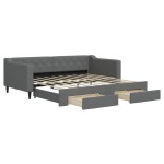 vidaXL Pat de zi cu extensie și sertare, gri închis, 90x190cm, textil vidaXL Pat de zi cu extensie și sertare, gri închis, 90x190cm, textil