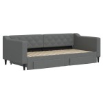 vidaXL Pat de zi cu extensie și sertare, gri închis, 90x190cm, textil vidaXL Pat de zi cu extensie și sertare, gri închis, 90x190cm, textil