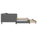vidaXL Pat de zi cu extensie și sertare, gri închis, 90x190cm, textil vidaXL Pat de zi cu extensie și sertare, gri închis, 90x190cm, textil
