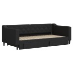 vidaXL Pat de zi cu extensie și sertare, negru, 90x190cm, textil