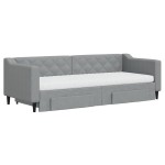 vidaXL Pat de zi cu extensie și sertare, gri deschis, 80x200 cm textil
