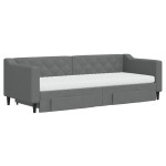 vidaXL Pat de zi cu extensie și sertare, gri închis, 80x200 cm textil