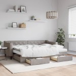 vidaXL Pat de zi cu extensie și sertare, gri taupe, 80x200 cm, textil vidaXL Pat de zi cu extensie și sertare, gri taupe, 80x200 cm, textil