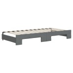 vidaXL Pat de zi cu extensie și sertare, gri închis, 90x200 cm textil