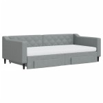 vidaXL Pat de zi cu extensie și sertare, gri deschis 100x200 cm textil vidaXL Pat de zi cu extensie și sertare, gri deschis 100x200 cm textil